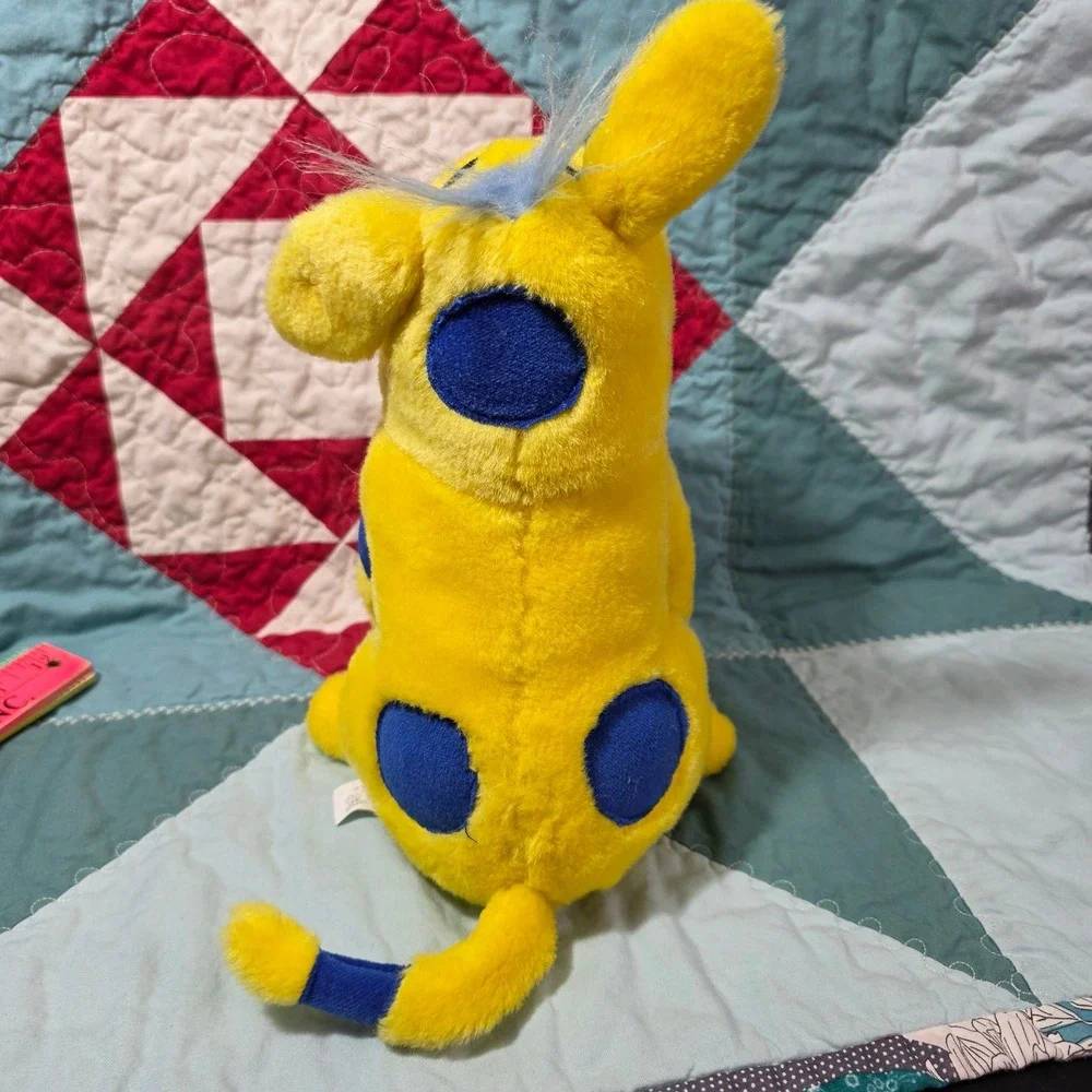 Star Smilez Yellow Dog Plush Dental Hygiene Puppet Blue Spots 10